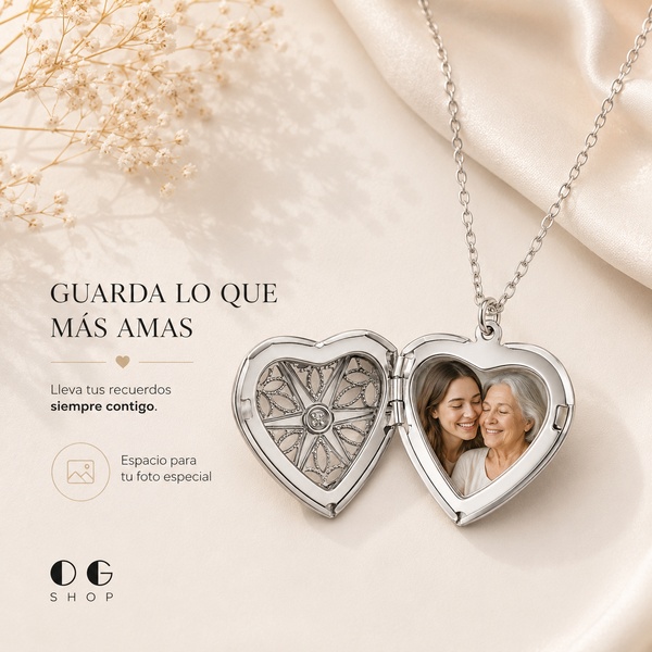 Collar Corazón Porta Foto Plateado - OG SHOP